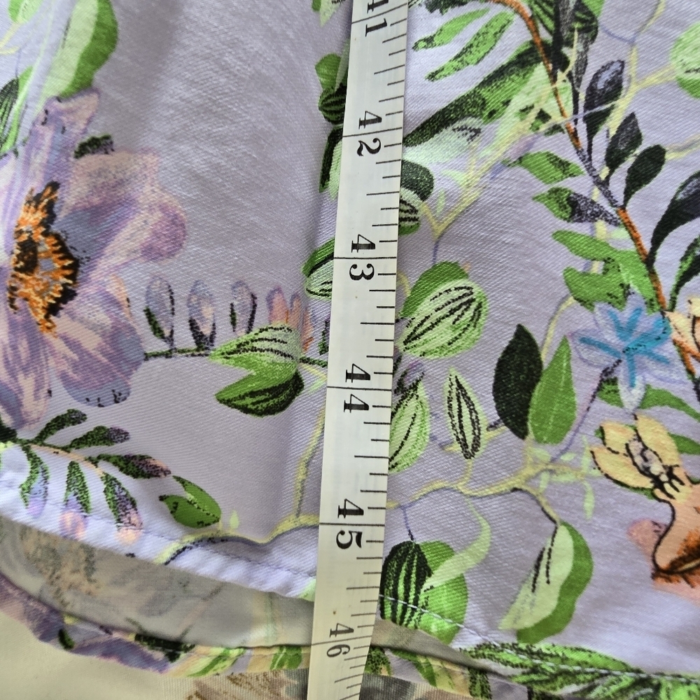 I.N.C. Floral Lavender Dress with Tie Front Size L 100% Cotton - Picture 13 of 16